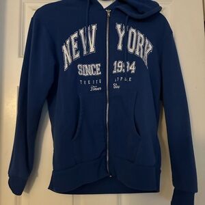 Blue New York Zip-Up Hoodie